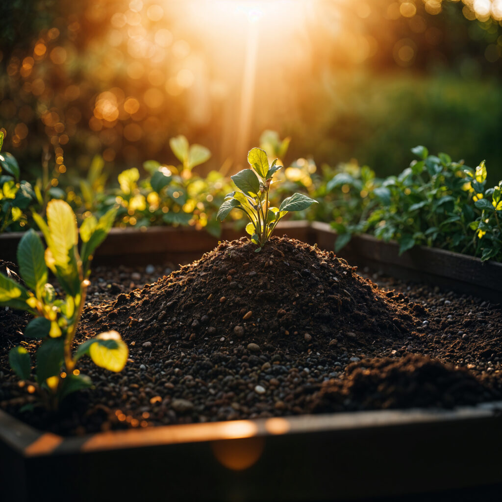 young plant growing garden with sunlight